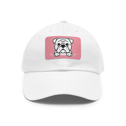 English Bulldog Dad Hat – Unisex Leather Patch Adjustable Cap