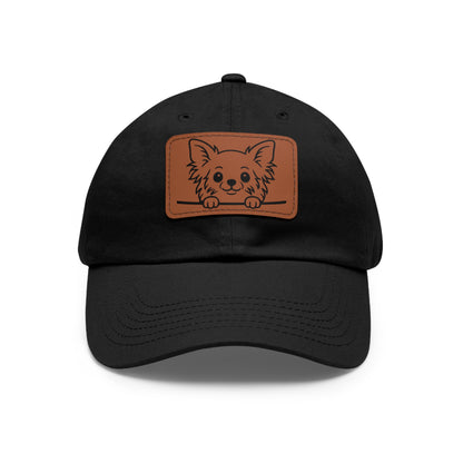 Long Haired Chihuahua Dad Hat – Unisex Leather Patch Adjustable Cap
