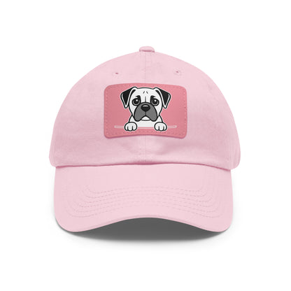 Boxer Dad Hat – Unisex Leather Patch Adjustable Cap