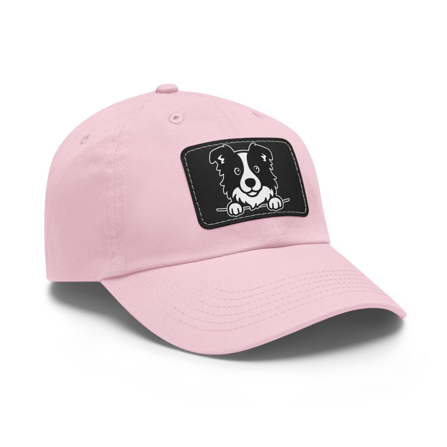 Border Collie Dad Hat – Unisex Leather Patch Adjustable Cap