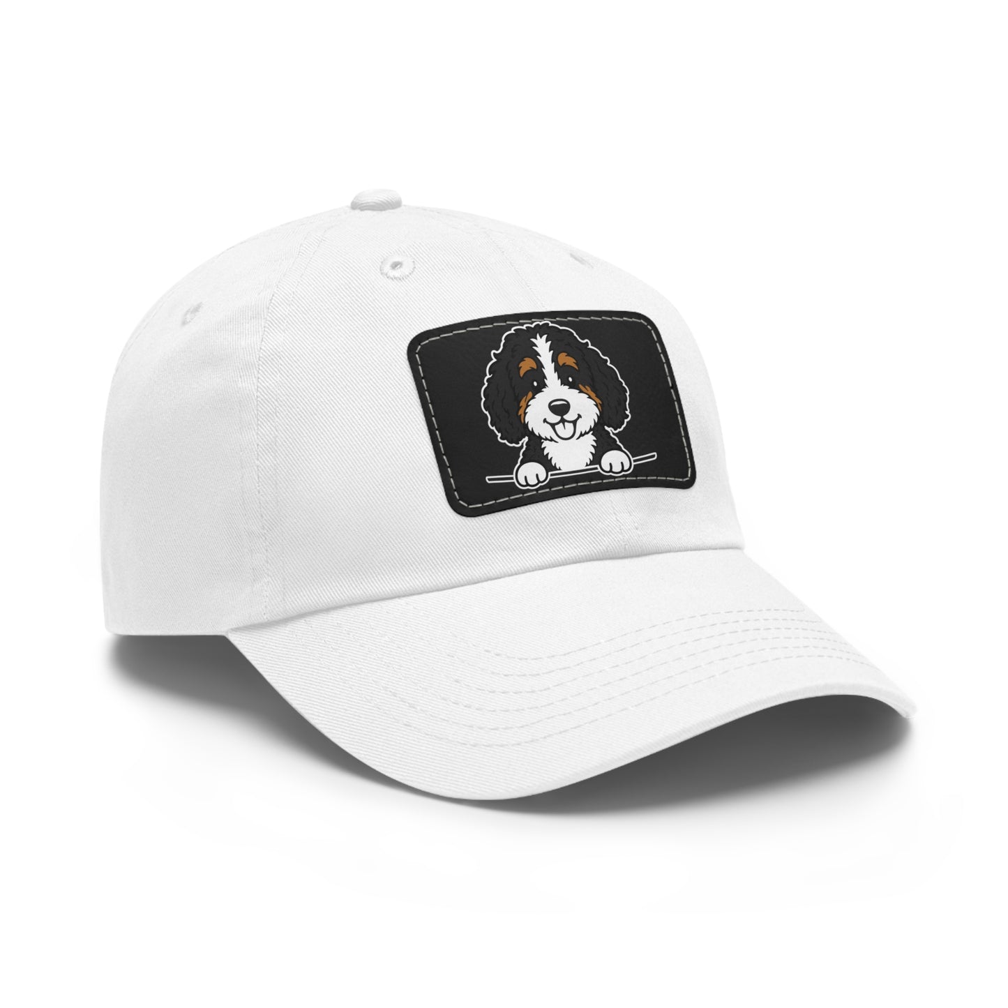 Bernedoodle Dad Hat – Unisex Leather Patch Adjustable Cap
