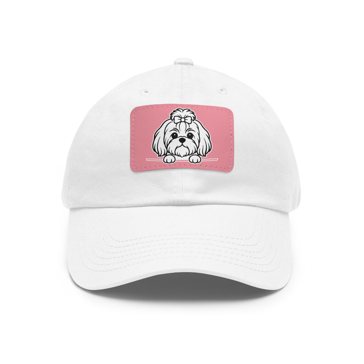 Shih Tzu (Top Knot) Dad Hat – Unisex Leather Patch Adjustable Cap