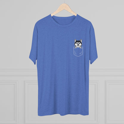 Siberian Husky Pocket-Print Tri-blend Tee