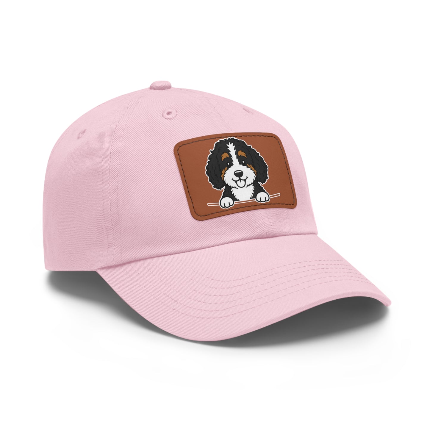 Bernedoodle Dad Hat – Unisex Leather Patch Adjustable Cap
