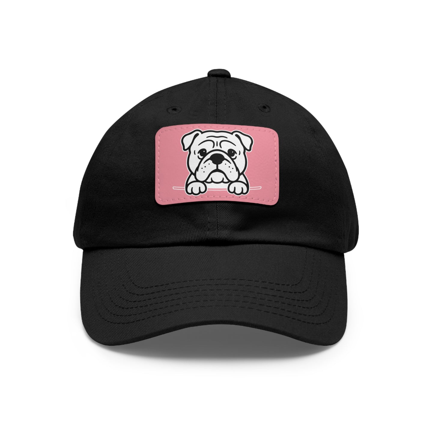 English Bulldog Dad Hat – Unisex Leather Patch Adjustable Cap