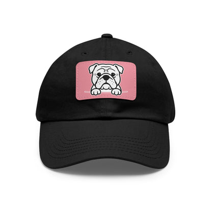 English Bulldog Dad Hat – Unisex Leather Patch Adjustable Cap