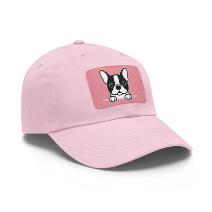 Boston Terrier Dad Hat – Unisex Leather Patch Adjustable Cap