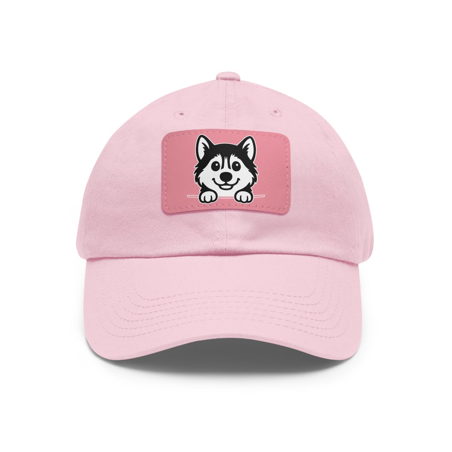 Siberian Husky Dad Hat – Unisex Leather Patch Adjustable Cap