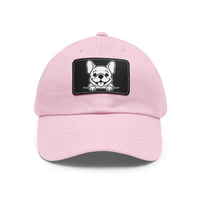 French Bulldog Dad Hat – Unisex Leather Patch Adjustable Cap