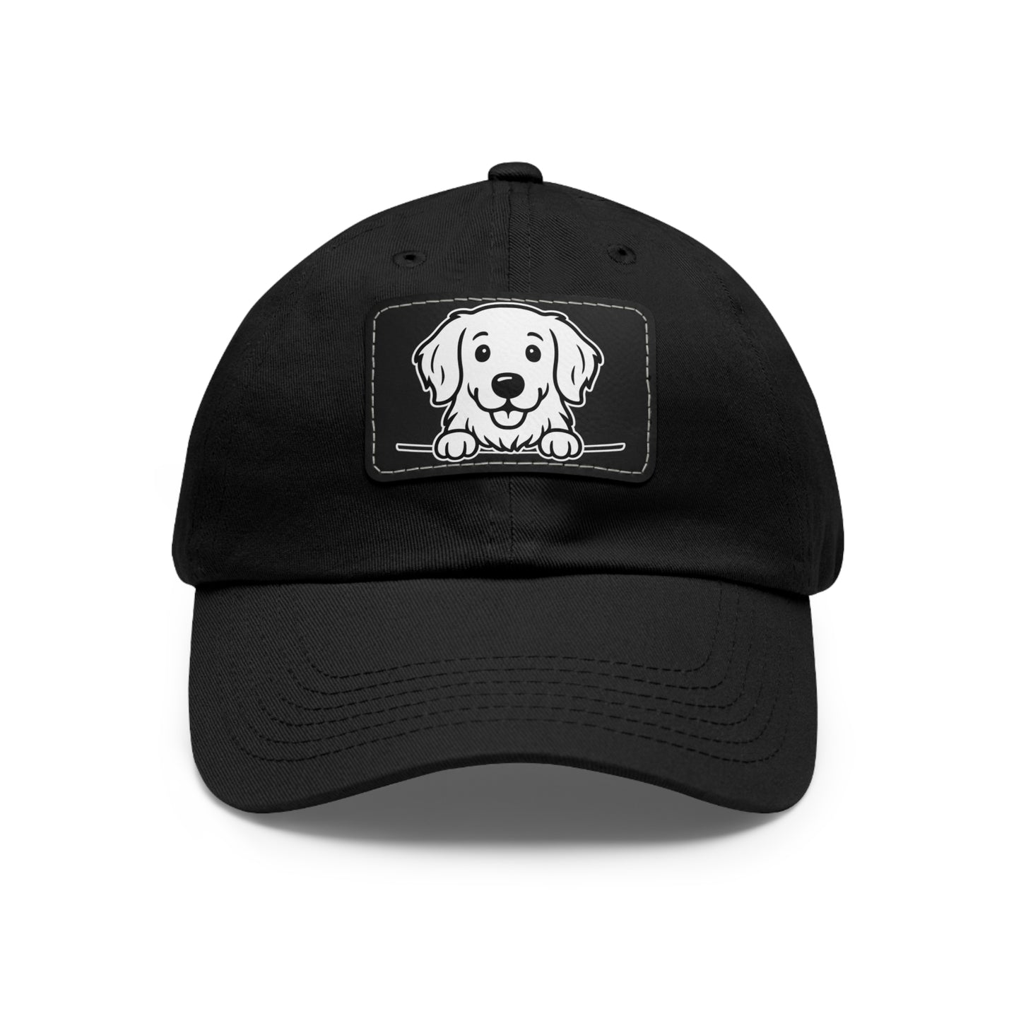 Golden Retriever Dad Hat – Unisex Leather Patch Adjustable Cap