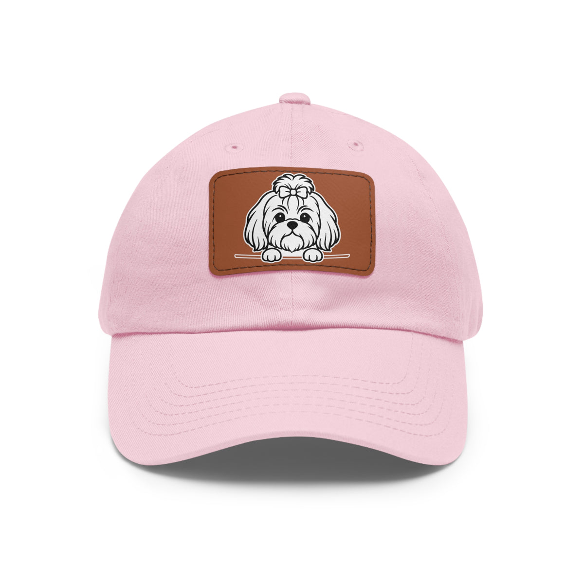 Shih Tzu (Top Knot) Dad Hat – Unisex Leather Patch Adjustable Cap