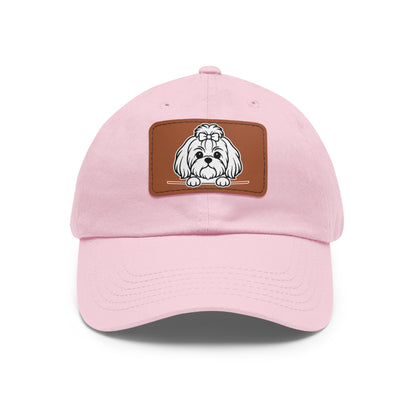 Shih Tzu (Top Knot) Dad Hat – Unisex Leather Patch Adjustable Cap