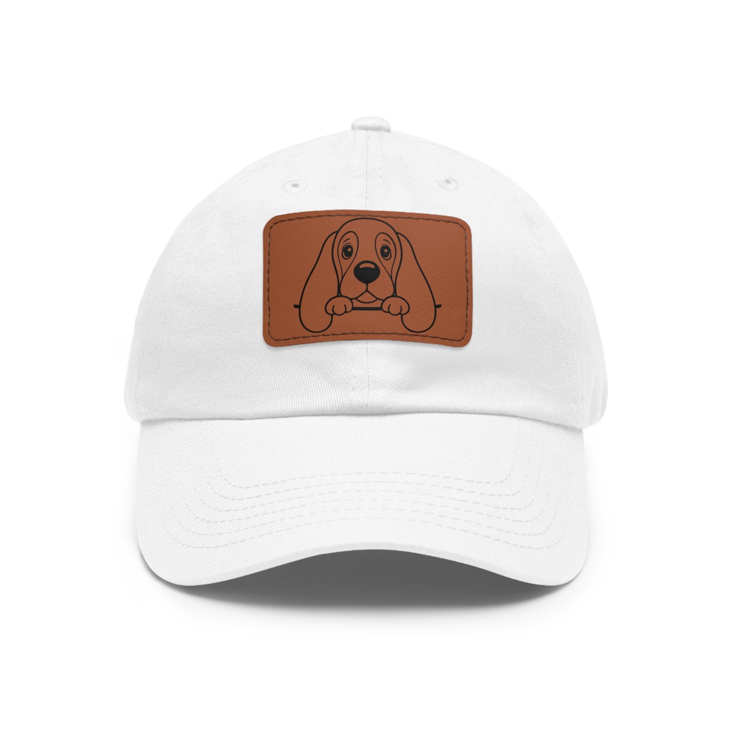 Basset Hound Dad Hat – Unisex Leather Patch Adjustable Cap