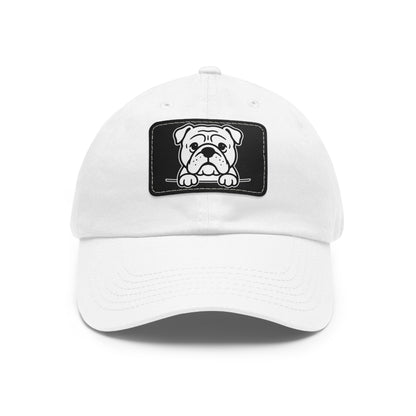 English Bulldog Dad Hat – Unisex Leather Patch Adjustable Cap