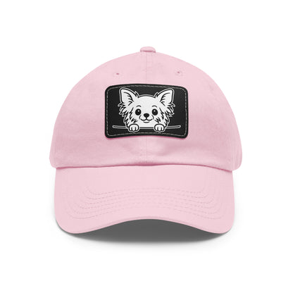 Long Haired Chihuahua Dad Hat – Unisex Leather Patch Adjustable Cap