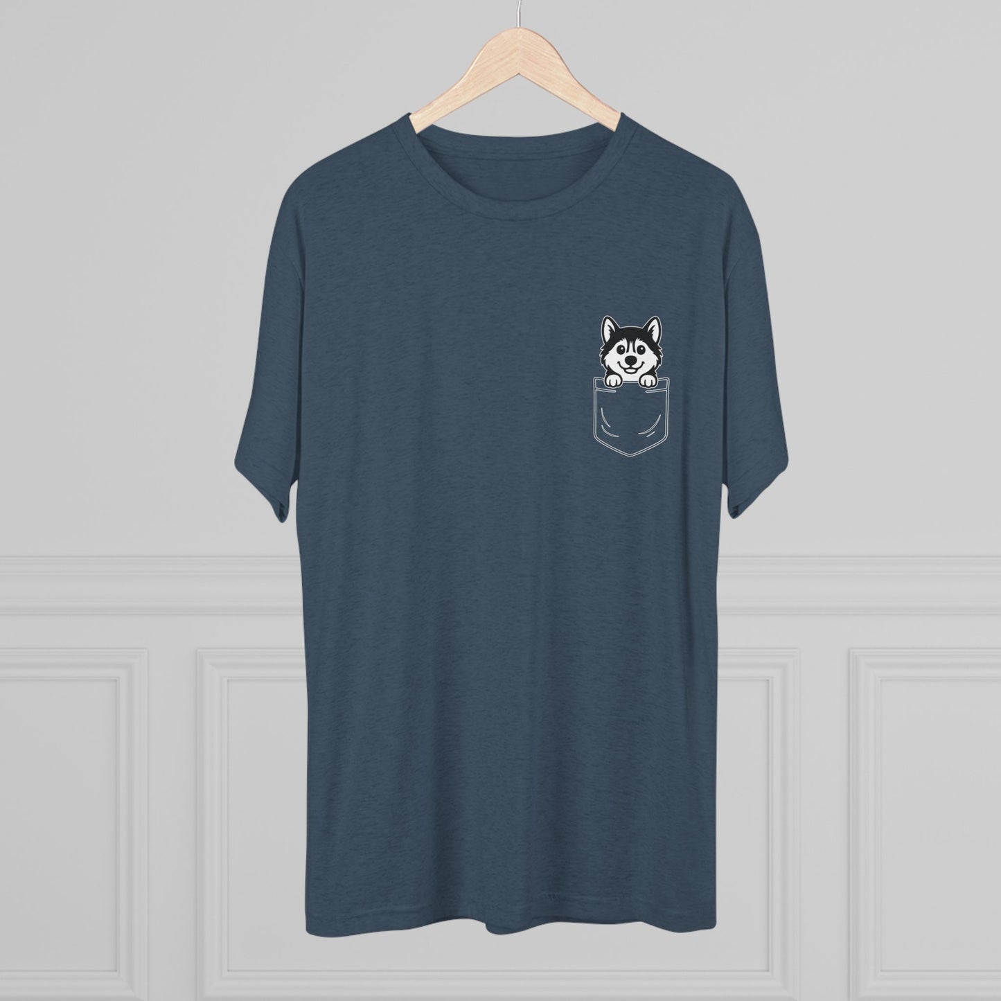 Siberian Husky Pocket-Print Tri-blend Tee