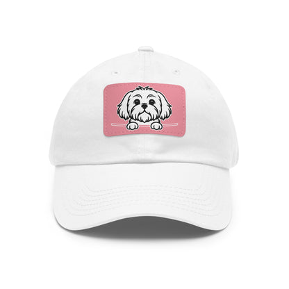 Shih Tzu Dad Hat – Unisex Leather Patch Adjustable Cap
