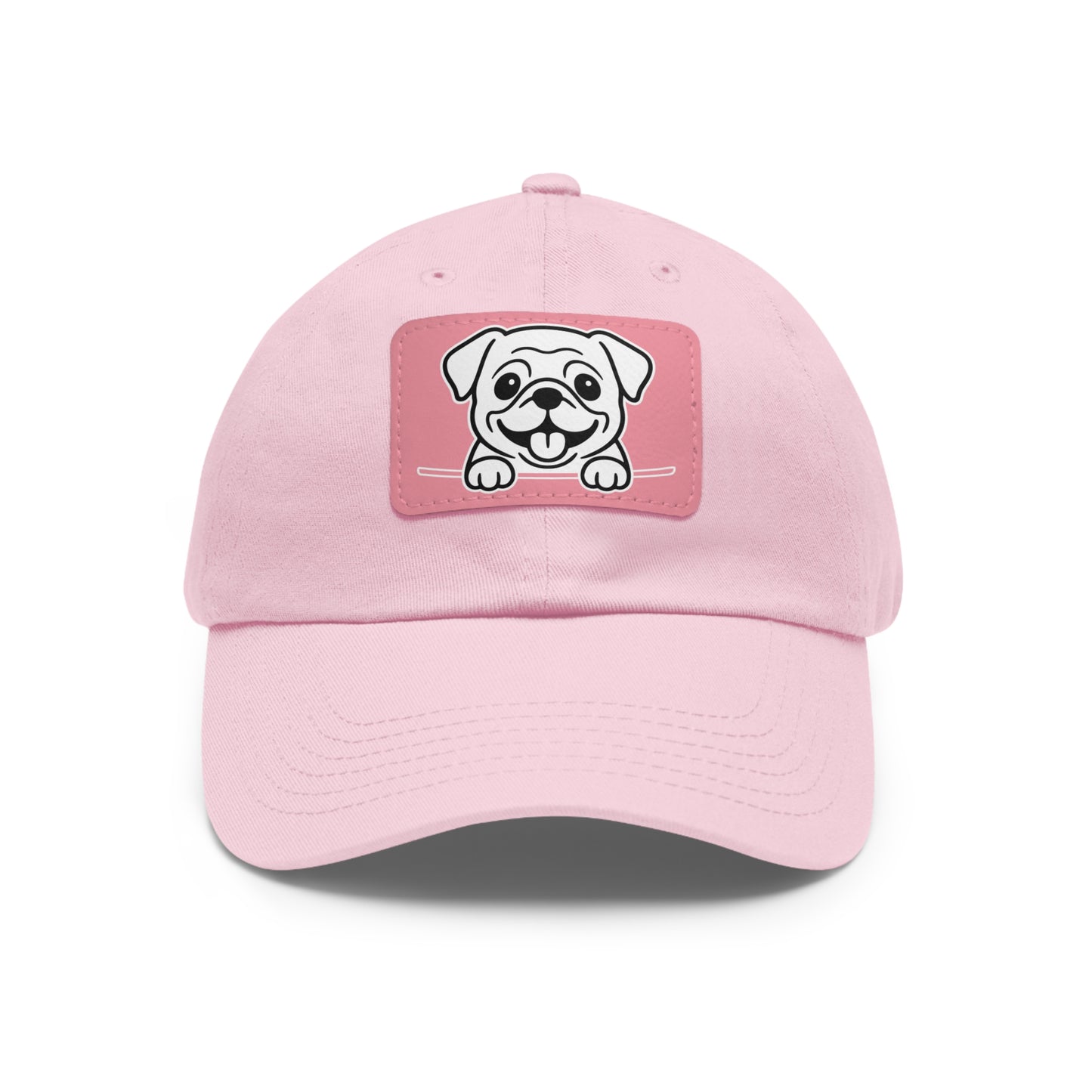 Pug Dad Hat – Unisex Leather Patch Adjustable Cap