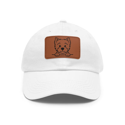 West Highland Terrier (Westie) Dad Hat – Unisex Leather Patch Adjustable Cap
