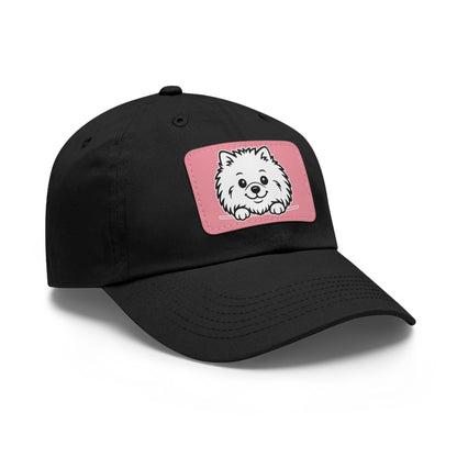 Pomeranian Dad Hat – Unisex Leather Patch Adjustable Cap