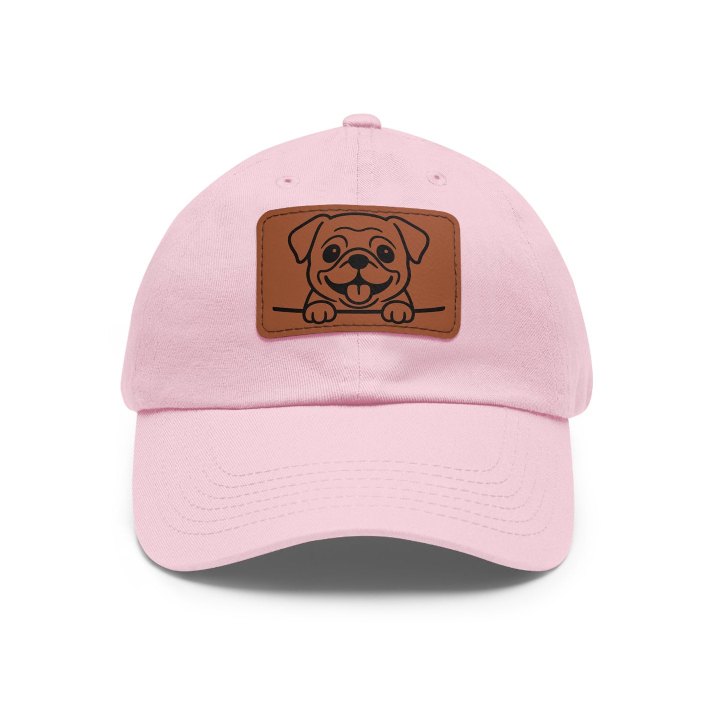 Pug Dad Hat – Unisex Leather Patch Adjustable Cap
