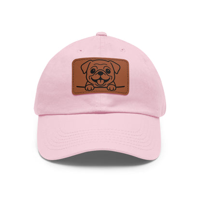 Pug Dad Hat – Unisex Leather Patch Adjustable Cap