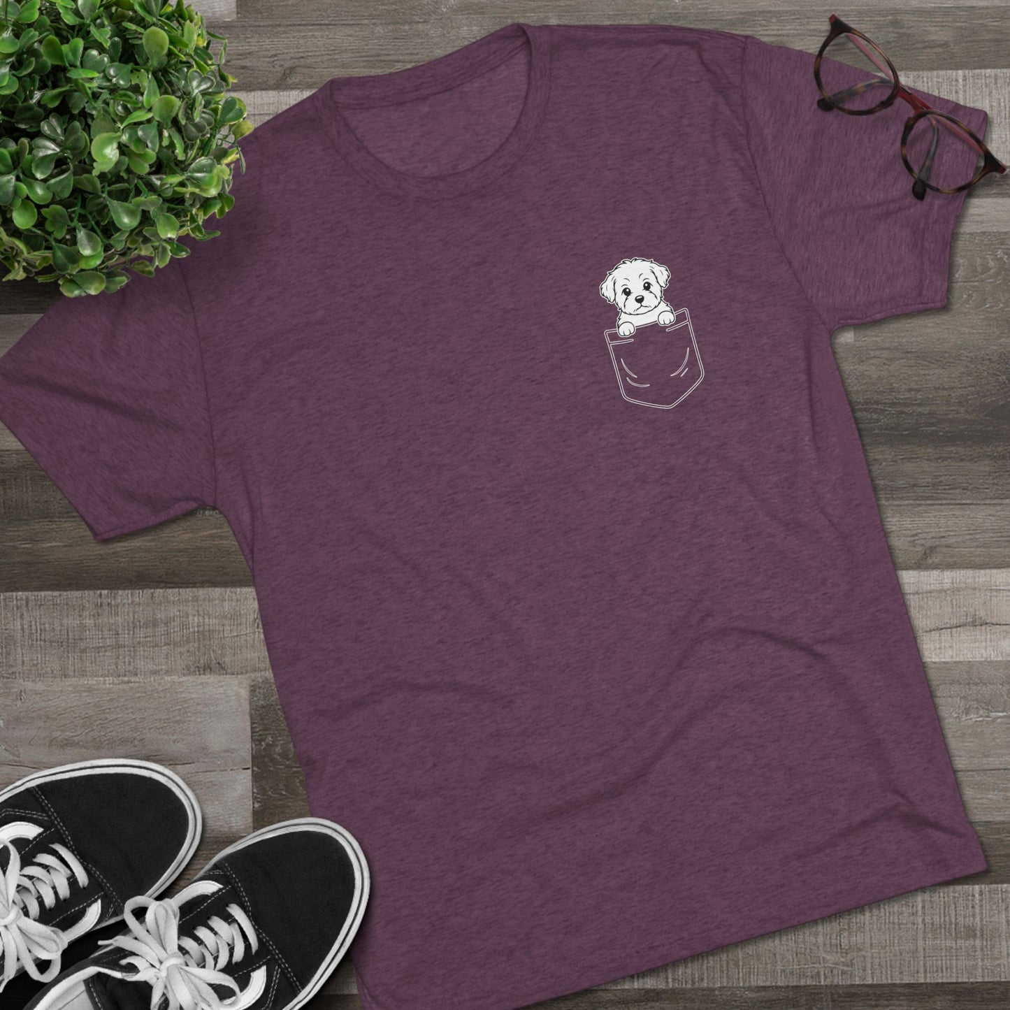 Shorkie Pocket-Print Tri-blend Tee