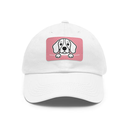 Beagle Dad Hat – Unisex Leather Patch Adjustable Cap