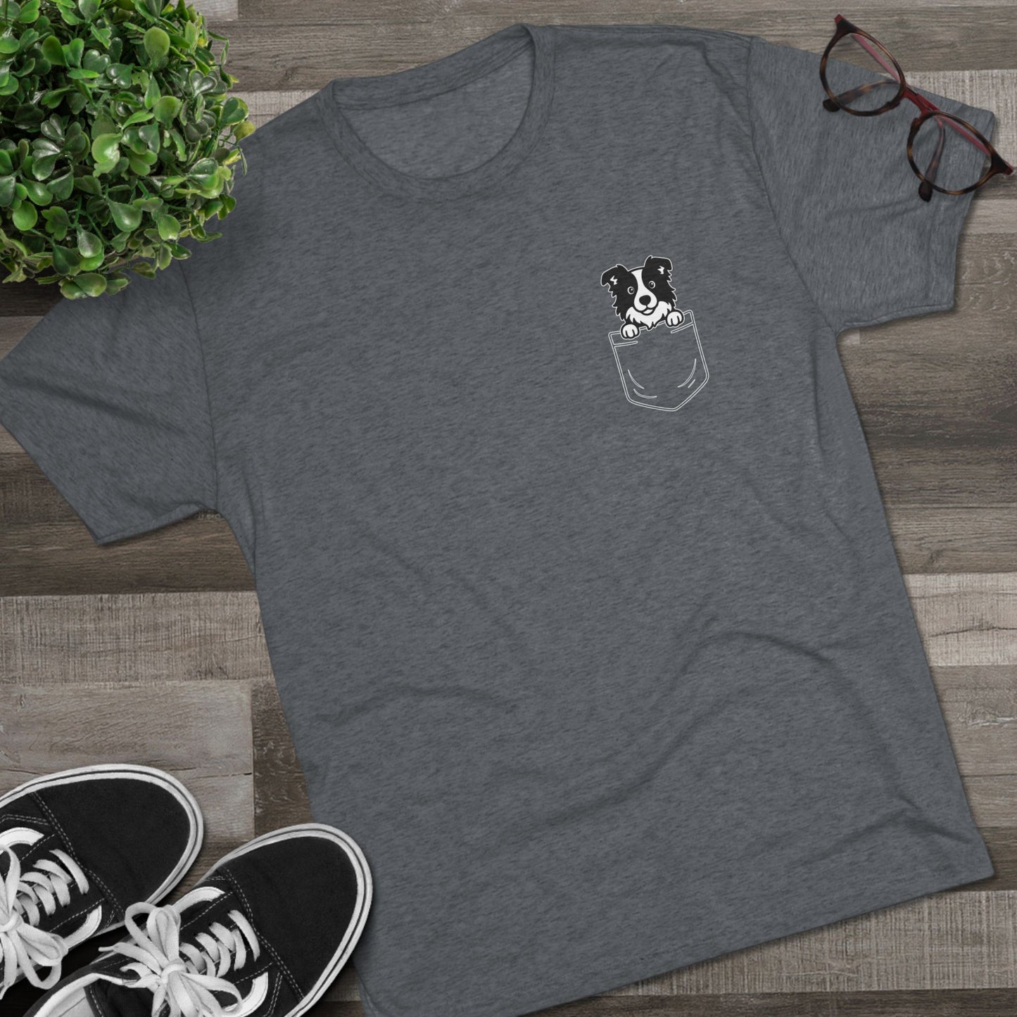 Border Collie Pocket-Print Tri-blend Tee