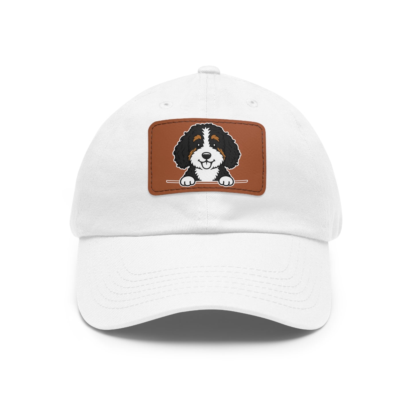 Bernedoodle Dad Hat – Unisex Leather Patch Adjustable Cap