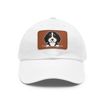 Bernedoodle Dad Hat – Unisex Leather Patch Adjustable Cap