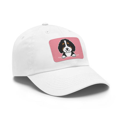 Bernedoodle Dad Hat – Unisex Leather Patch Adjustable Cap