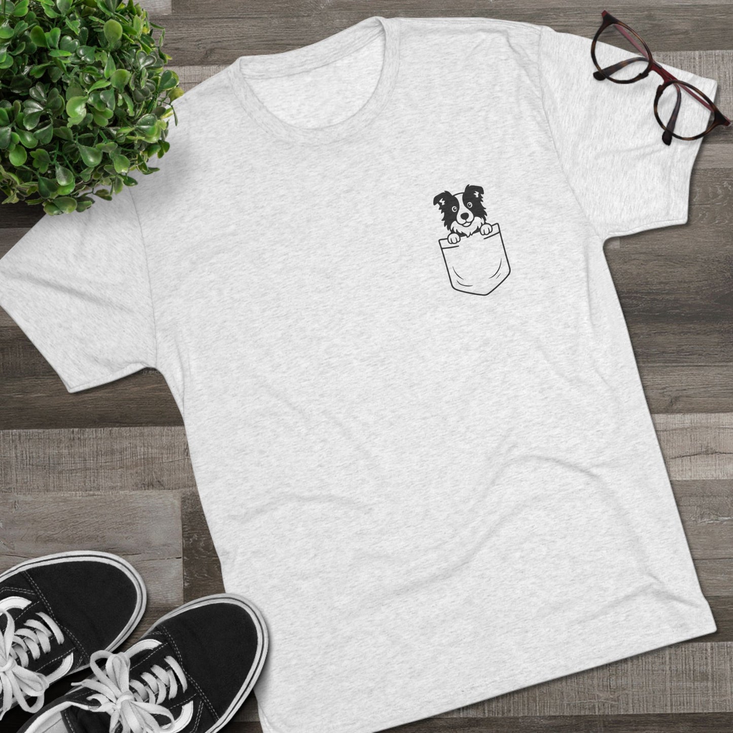 Border Collie Pocket-Print Tri-blend Tee