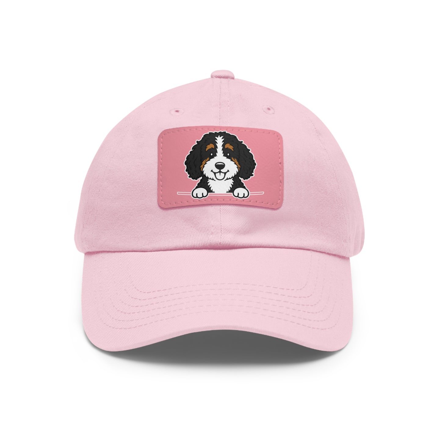 Bernedoodle Dad Hat – Unisex Leather Patch Adjustable Cap
