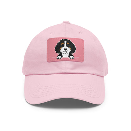 Bernedoodle Dad Hat – Unisex Leather Patch Adjustable Cap