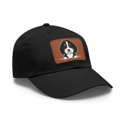 Bernedoodle Dad Hat – Unisex Leather Patch Adjustable Cap