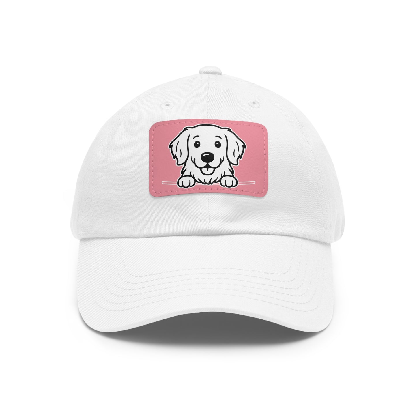 Golden Retriever Dad Hat – Unisex Leather Patch Adjustable Cap