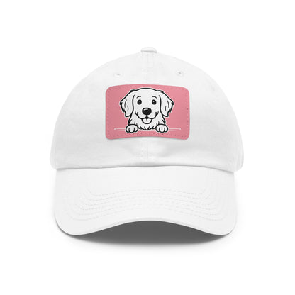 Golden Retriever Dad Hat – Unisex Leather Patch Adjustable Cap