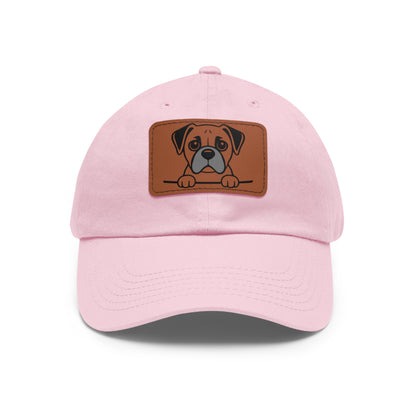 Boxer Dad Hat – Unisex Leather Patch Adjustable Cap