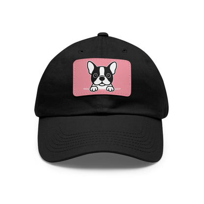 Boston Terrier Dad Hat – Unisex Leather Patch Adjustable Cap