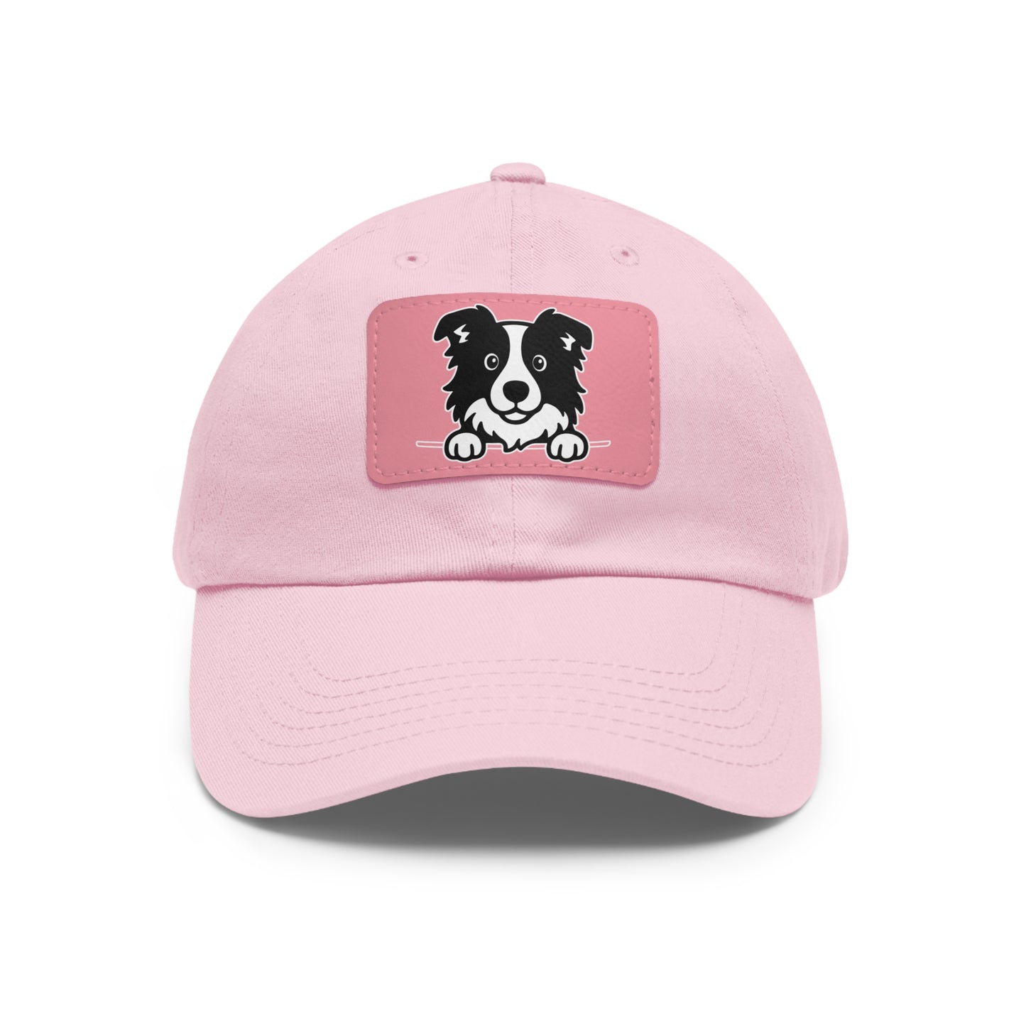 Border Collie Dad Hat – Unisex Leather Patch Adjustable Cap