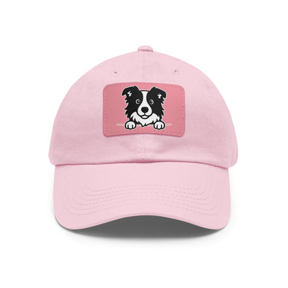 Border Collie Dad Hat – Unisex Leather Patch Adjustable Cap
