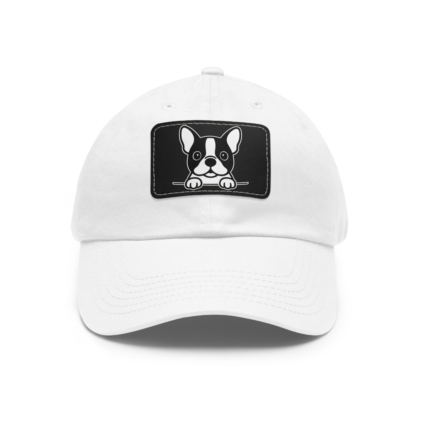 Boston Terrier Dad Hat – Unisex Leather Patch Adjustable Cap