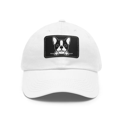 Boston Terrier Dad Hat – Unisex Leather Patch Adjustable Cap