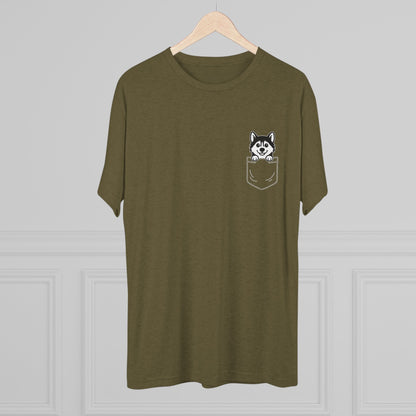 Siberian Husky Pocket-Print Tri-blend Tee