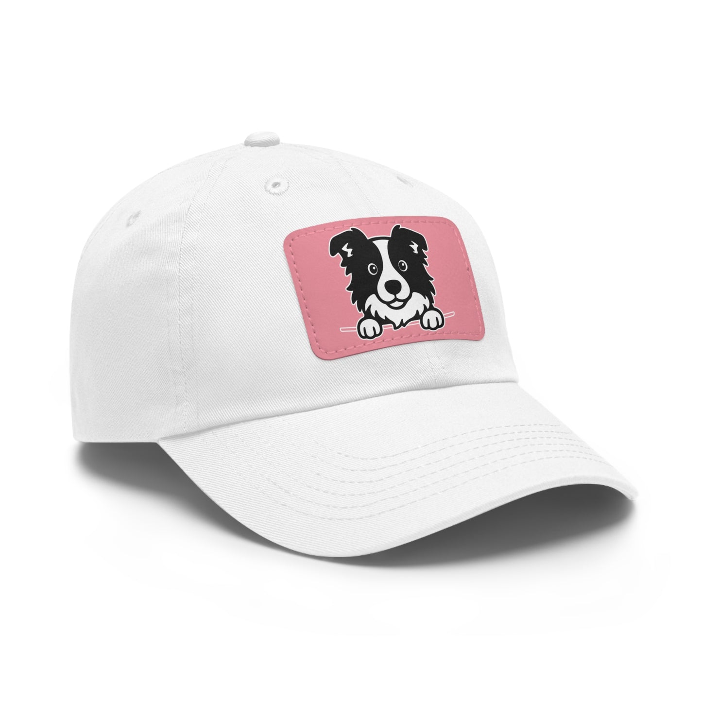 Border Collie Dad Hat – Unisex Leather Patch Adjustable Cap